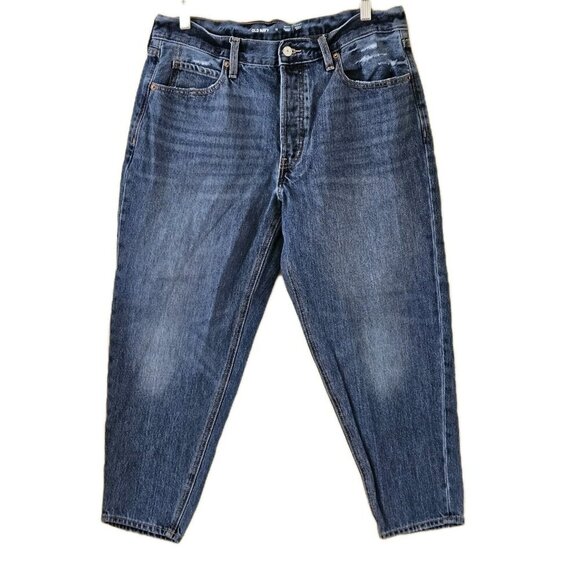 Old Navy Jean Women 12 Blue Slouchy Taper High Rise Cropped Cotton Cottage Denim - Picture 16 of 16